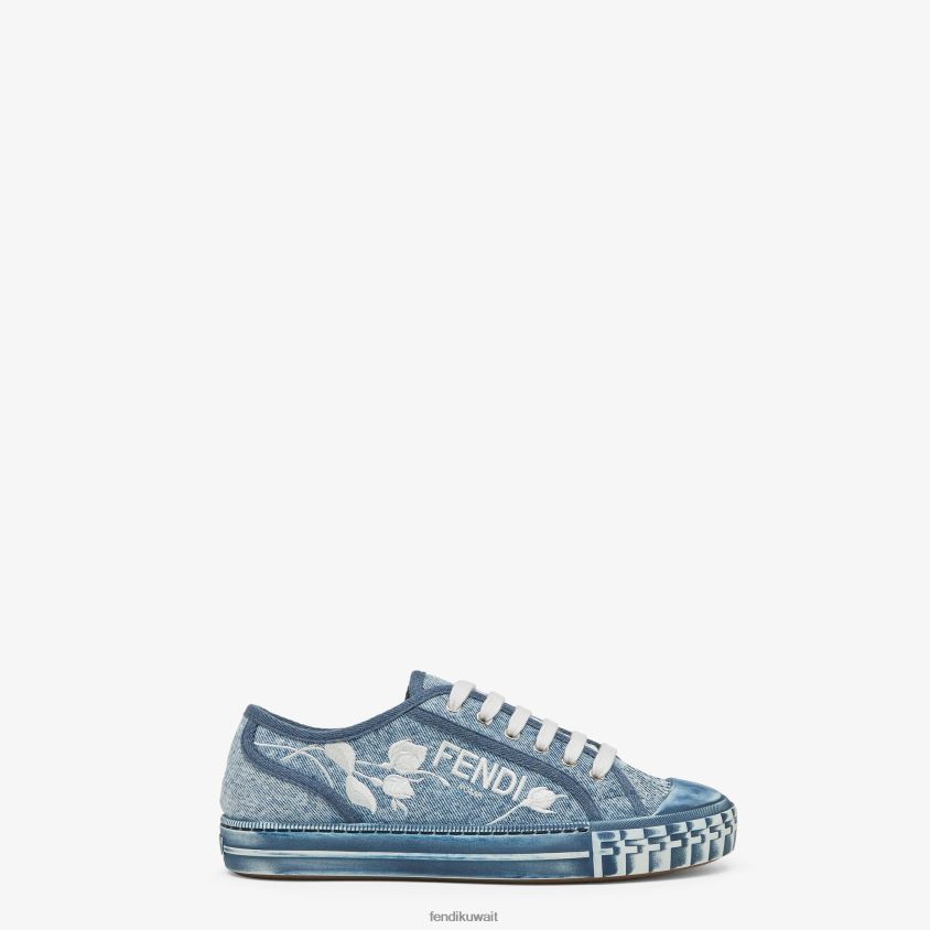 Fendi أزرق فاتح نحيف قمم منخفضة من الدنيم RTJZ1326 أحذية