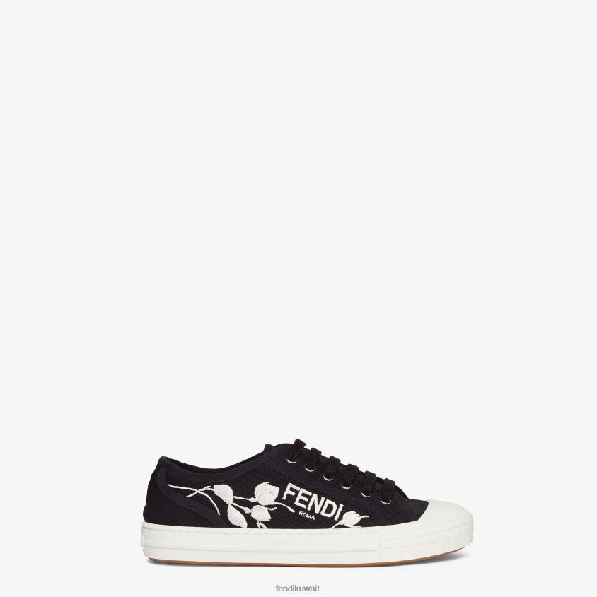 Fendi أسود نحيف قماش قمم منخفضة RTJZ1327 أحذية