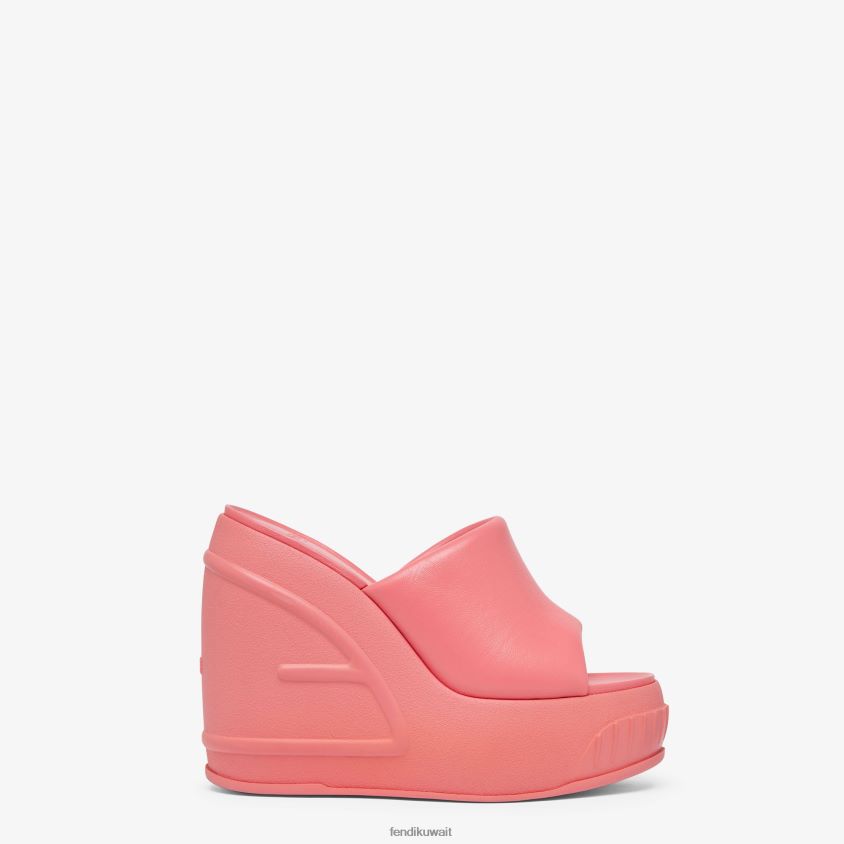 Fendi لون القرنفل نحيف شرائح جلد نابا RTJZ1330 أحذية