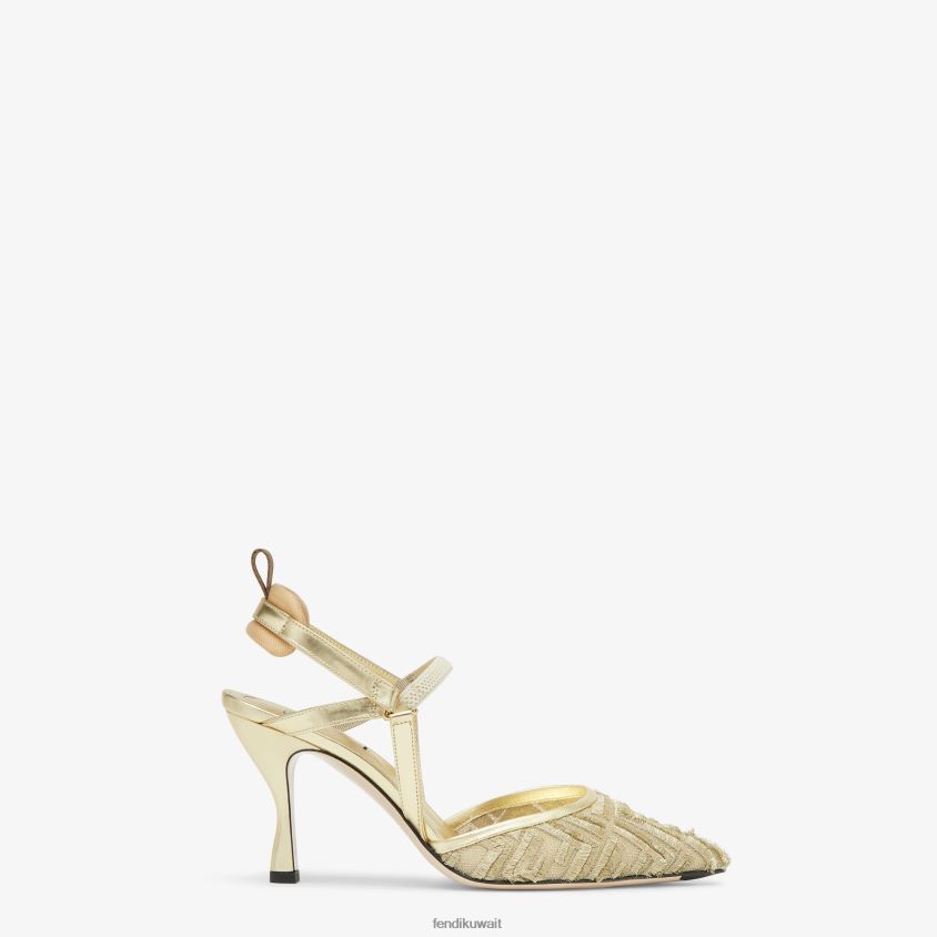 Fendi ذهب نحيف شبكة أحذية خفيفة ذات الكعب العالي RTJZ1346 أحذية
