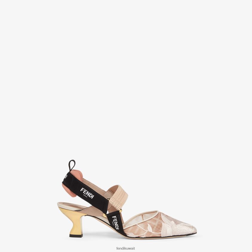 Fendi لون القرنفل نحيف شبكة أحذية خفيفة بكعب متوسط RTJZ1349 أحذية