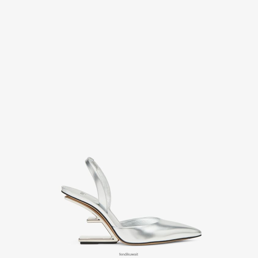 Fendi فضة نحيف أحذية خفيفة جلدية ذات الكعب العالي RTJZ1354 أحذية