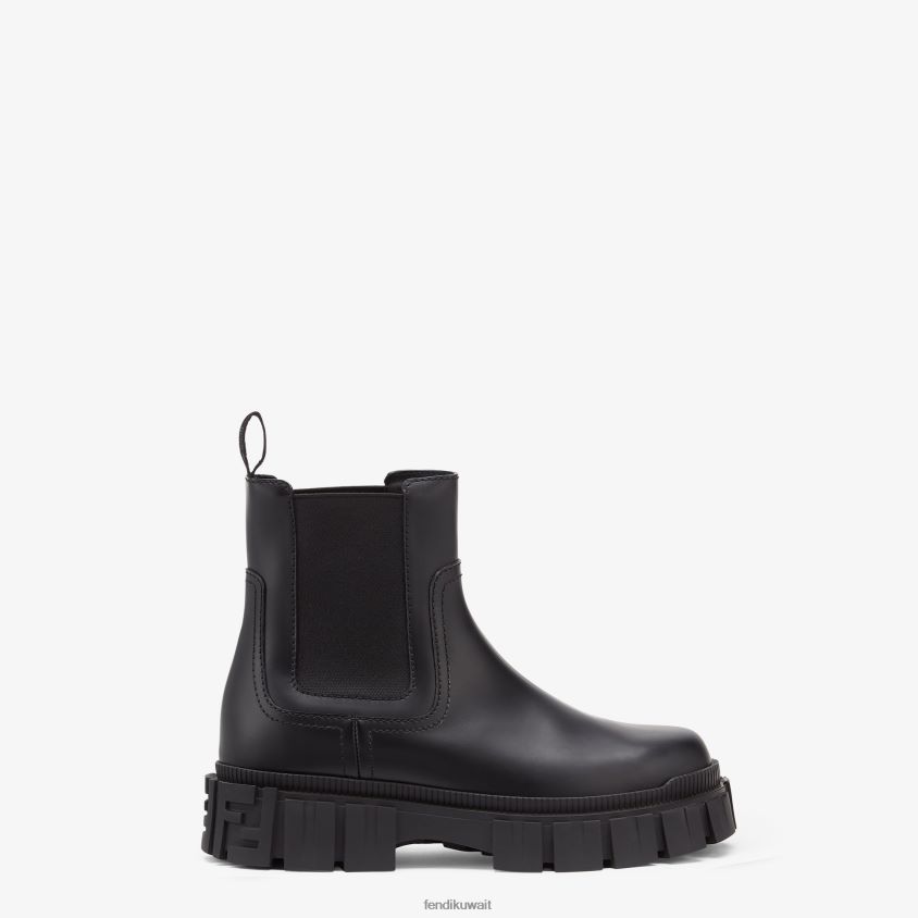 Fendi أسود نحيف أحذية تشيلسي الجلدية RTJZ1361 أحذية