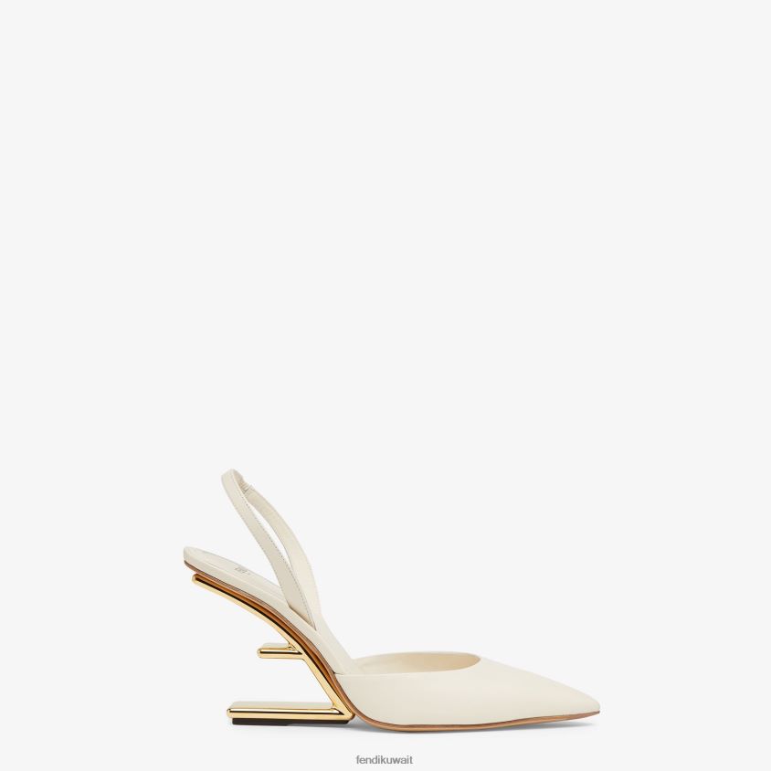 Fendi أبيض نحيف أحذية خفيفة جلدية ذات الكعب العالي RTJZ1366 أحذية