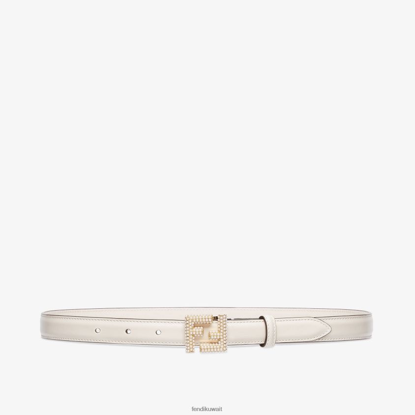 Fendi أبيض نحيف حزام من الجلد RTJZ140 مُكَمِّلات