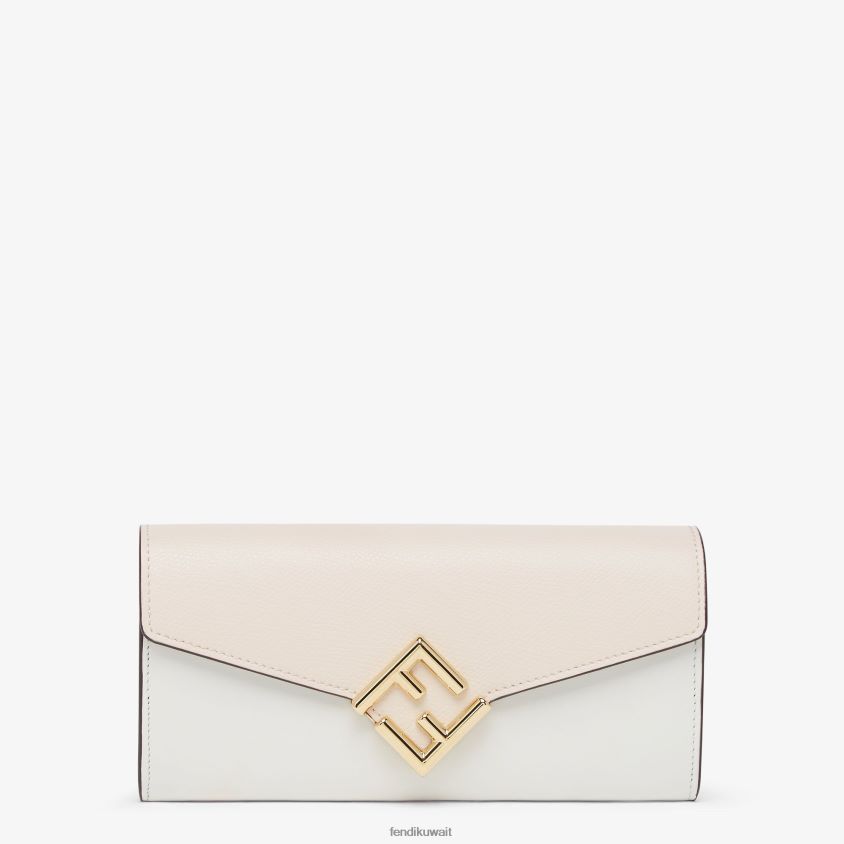 Fendi لون القرنفل نحيف محفظة من جلد الكاميليا بلونين RTJZ1409 مُكَمِّلات