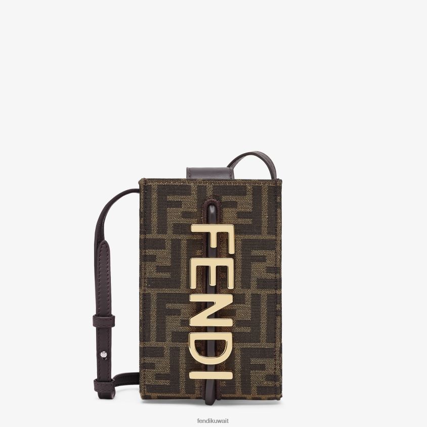 Fendi بني نحيف الحقيبة النسيج وما يليها RTJZ1434 مُكَمِّلات