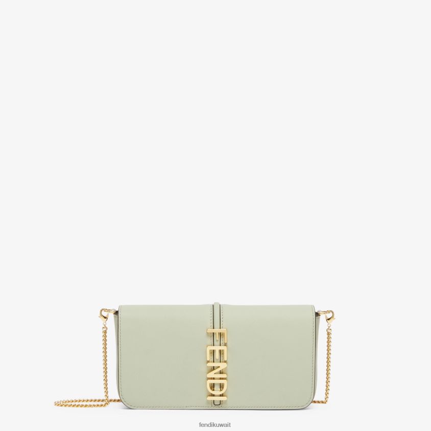 Fendi أخضر نحيف رسم بياني على محفظة جلدية بسلسلة RTJZ1436 مُكَمِّلات