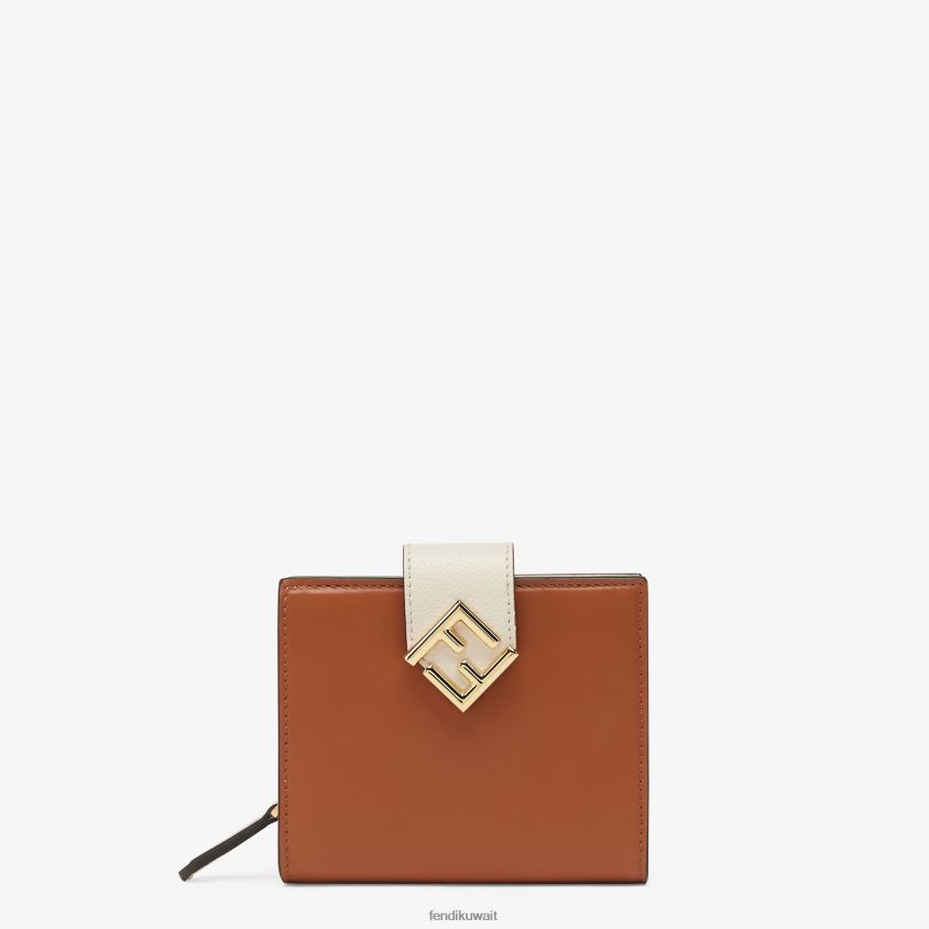 Fendi متعدد الألوان نحيف محفظة مدمجة بلونين وجلد الكاميليا RTJZ1438 مُكَمِّلات