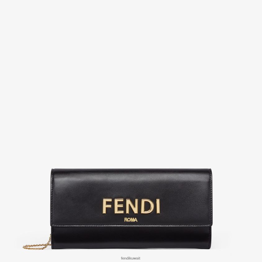 Fendi أسود نحيف محفظة روما الجلدية RTJZ1443 مُكَمِّلات