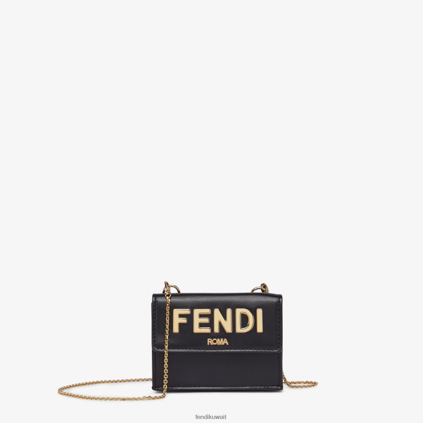 Fendi أسود نحيف محفظة روما الجلدية RTJZ1444 مُكَمِّلات