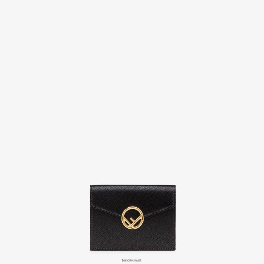 Fendi أسود نحيف محفظة جلدية ثلاثية الطي RTJZ1447 مُكَمِّلات