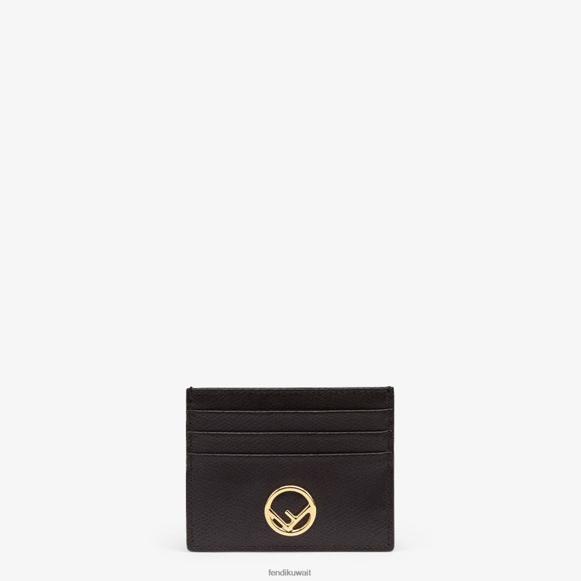 Fendi أسود نحيف حامل بطاقات جلدي مسطح RTJZ1448 مُكَمِّلات