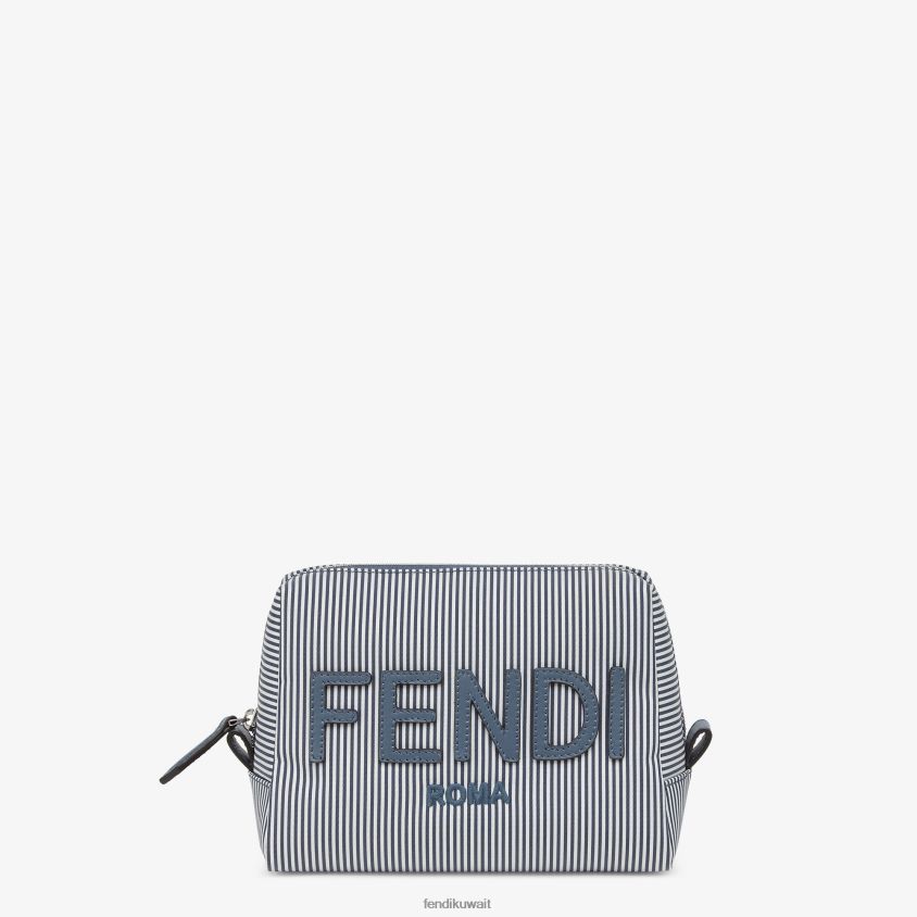Fendi أزرق نحيف حالة أدوات النظافة القماشية المخططة RTJZ1455 مُكَمِّلات