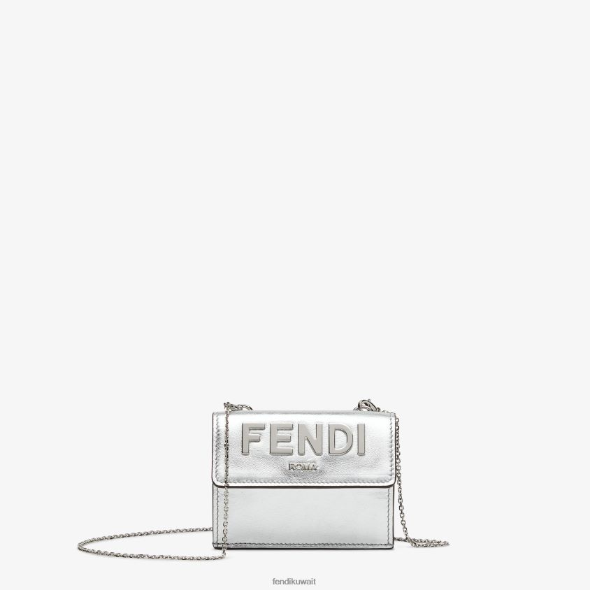 Fendi فضة نحيف محفظة روما الجلدية RTJZ1457 مُكَمِّلات