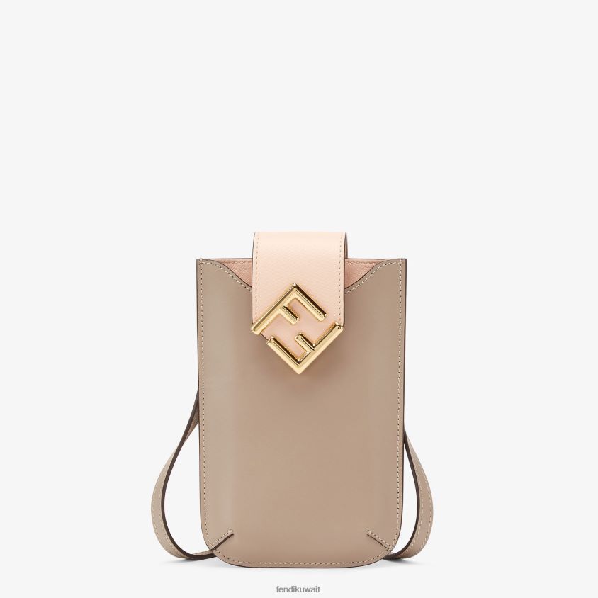 Fendi اللون البيج نحيف الحقيبة الجلدية حمامة RTJZ1460 مُكَمِّلات