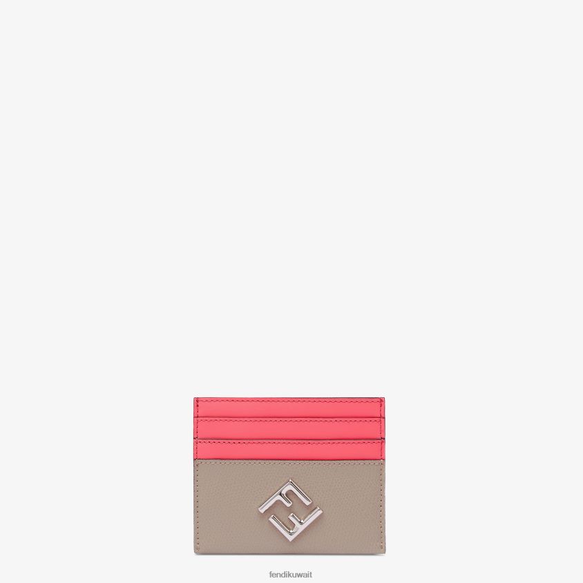 Fendi لون القرنفل نحيف حامل بطاقات مسطح من جلد الحمامة بلونين RTJZ1473 مُكَمِّلات