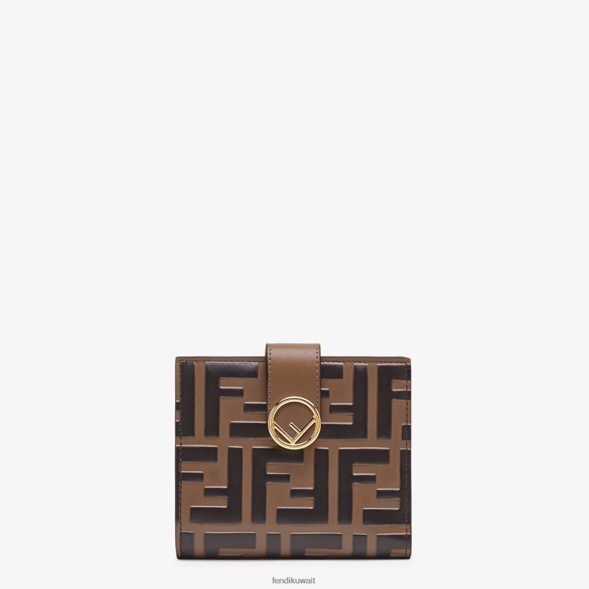 Fendi بني نحيف محفظة جلدية مدمجة RTJZ1482 مُكَمِّلات
