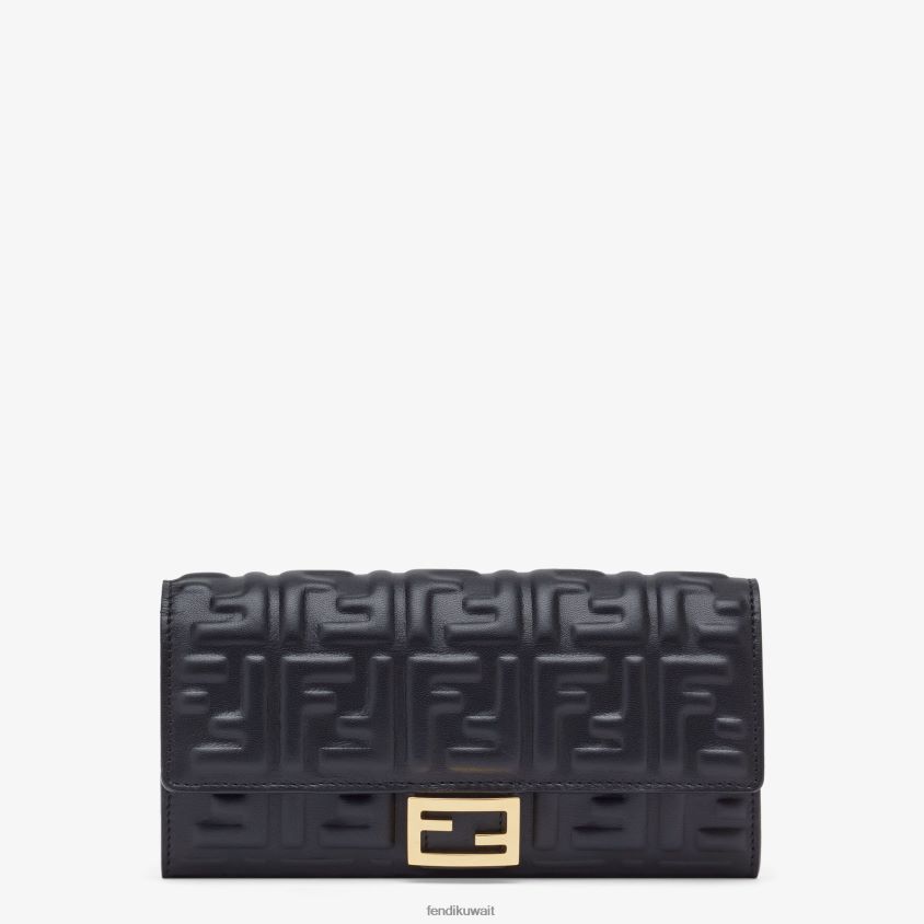 Fendi أسود نحيف محفظة باجيت كونتيننتال من جلد نابا RTJZ1491 مُكَمِّلات