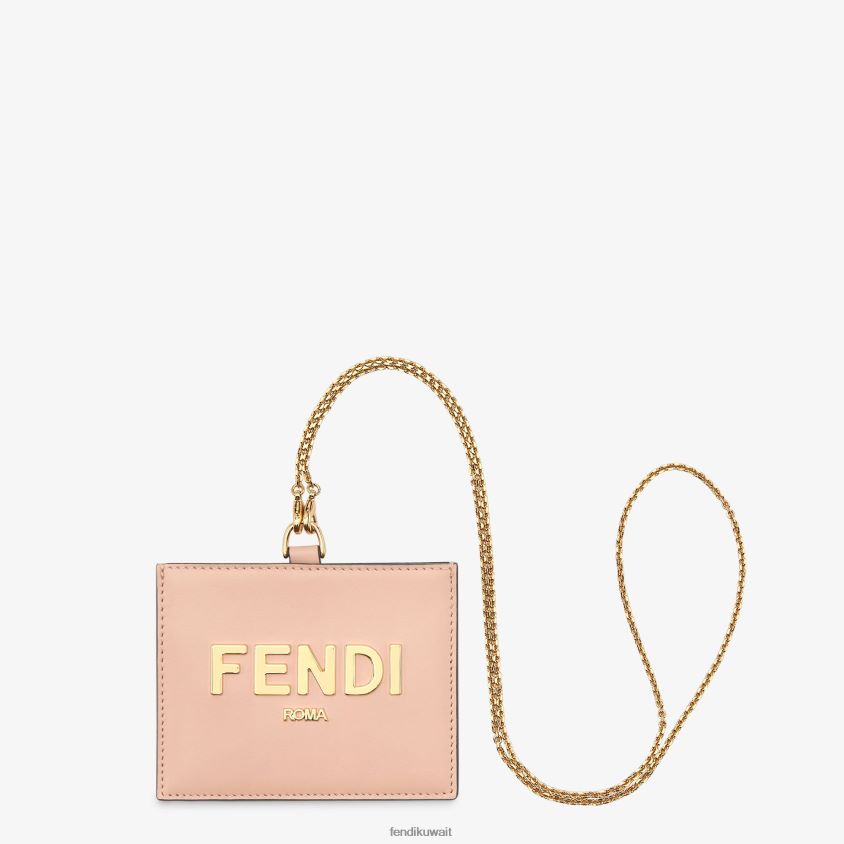 Fendi لون القرنفل نحيف شارة اسم جلدية RTJZ1539 مُكَمِّلات
