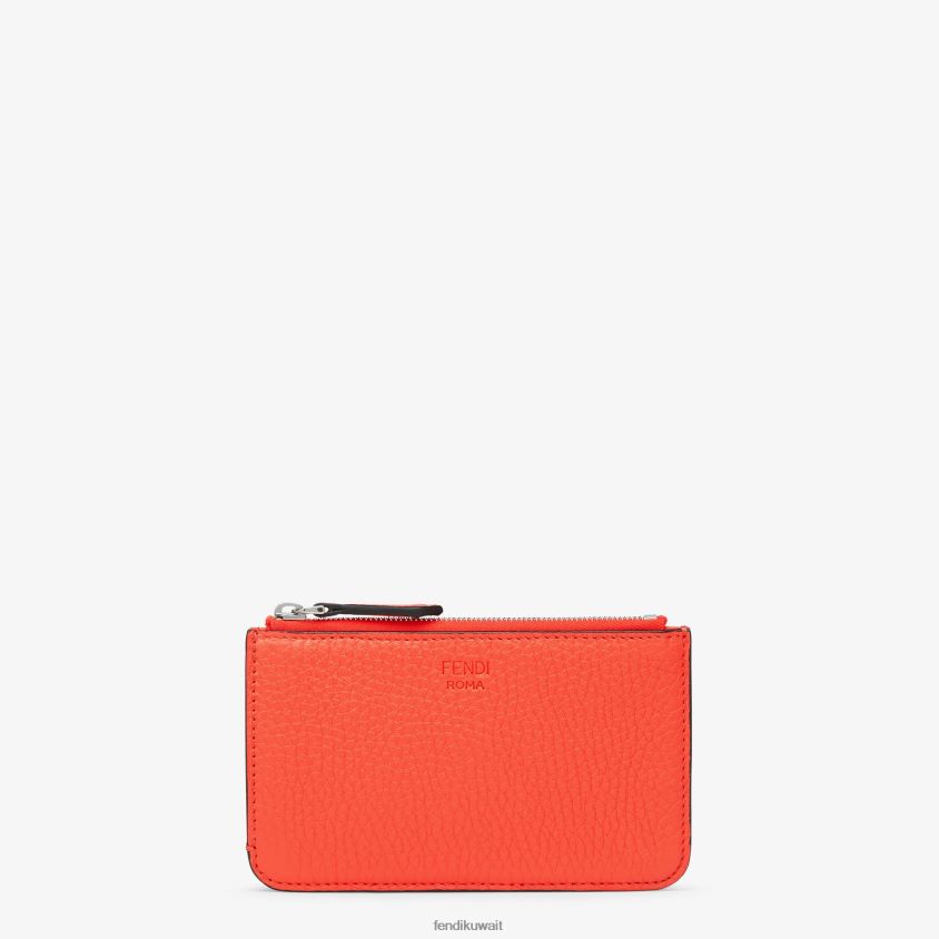 Fendi أحمر نحيف حقيبة جلدية لمفتاح بيكابو RTJZ1550 مُكَمِّلات