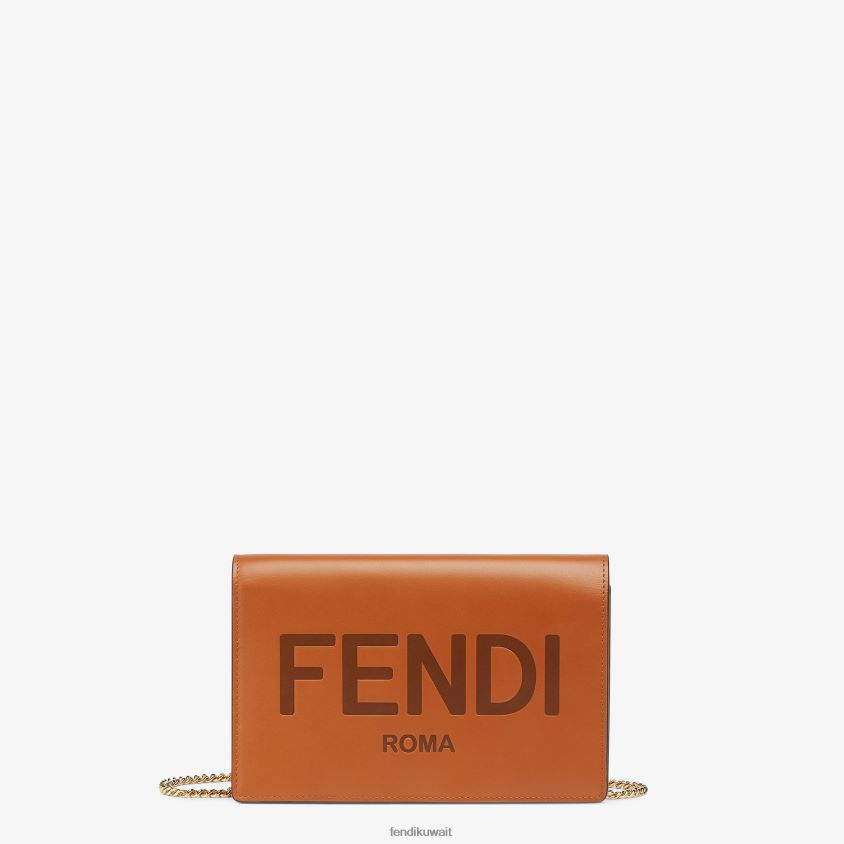 Fendi بني نحيف محفظة على حقيبة جلدية صغيرة RTJZ1558 مُكَمِّلات