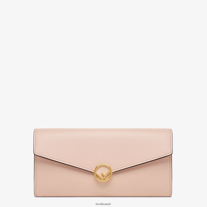 Fendi لون القرنفل نحيف محفظة جلدية كونتيننتال RTJZ1588 مُكَمِّلات