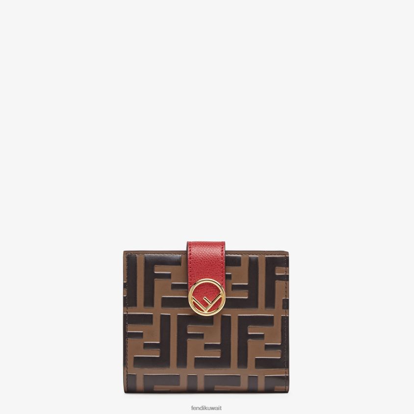 Fendi بني نحيف محفظة جلدية مدمجة RTJZ1594 مُكَمِّلات