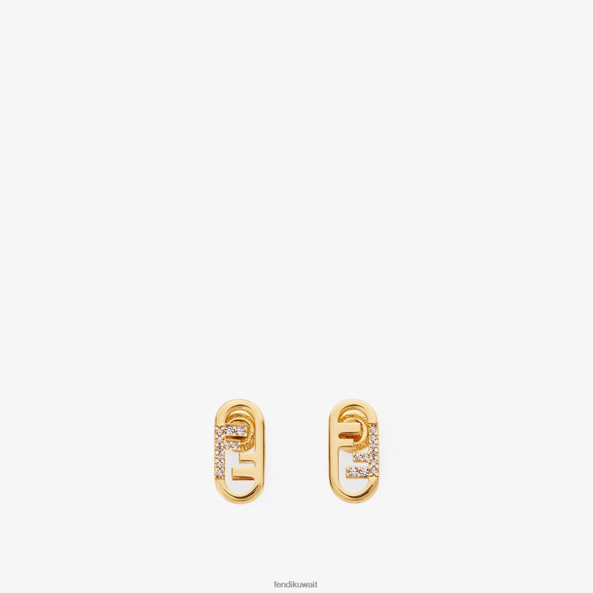 Fendi ذهب نحيف أقراط أولوك RTJZ1659 مجوهرات