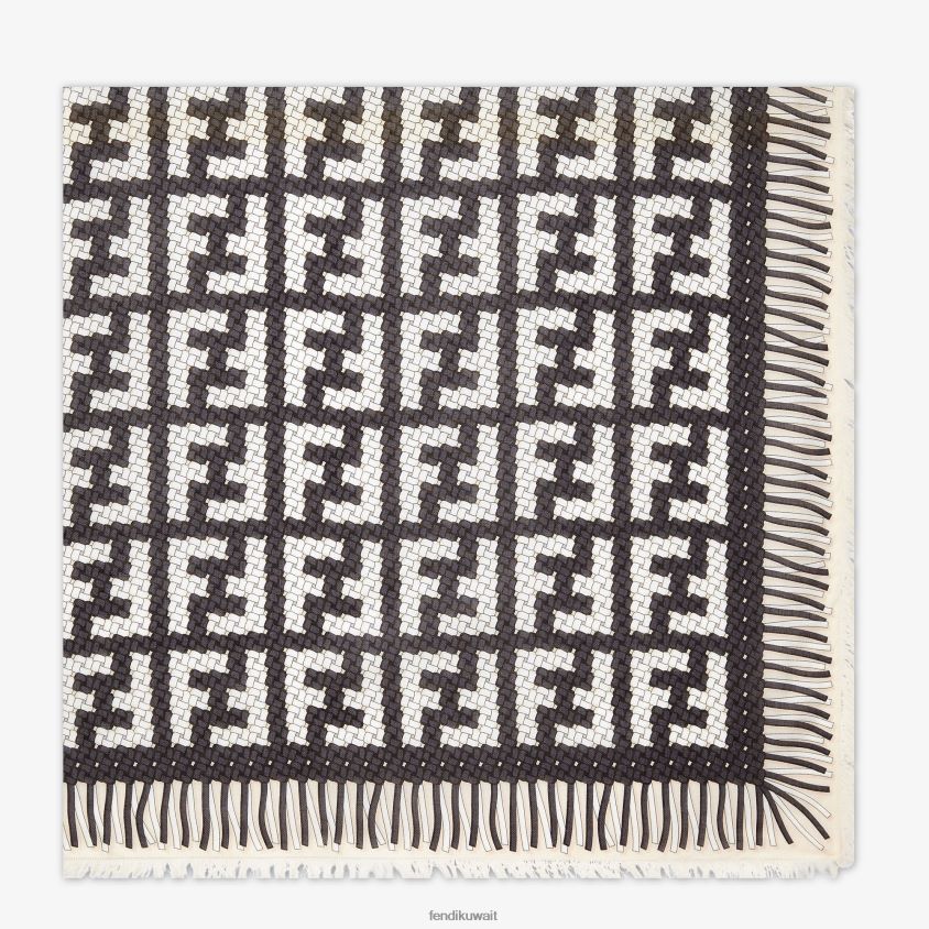 Fendi أسود نحيف شال مشروط والحرير RTJZ179 مُكَمِّلات