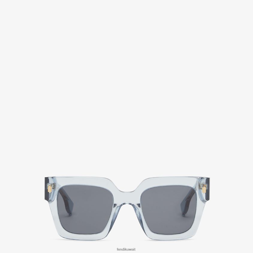 Fendi أزرق فاتح نحيف نظارات شمسية من الأسيتات مع جسر منخفض المقاس RTJZ181 مُكَمِّلات