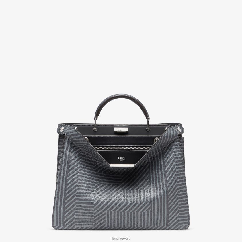 Fendi رمادي رجال حقيبة جلدية مطبوعة بلونين RTJZ1819 مُكَمِّلات