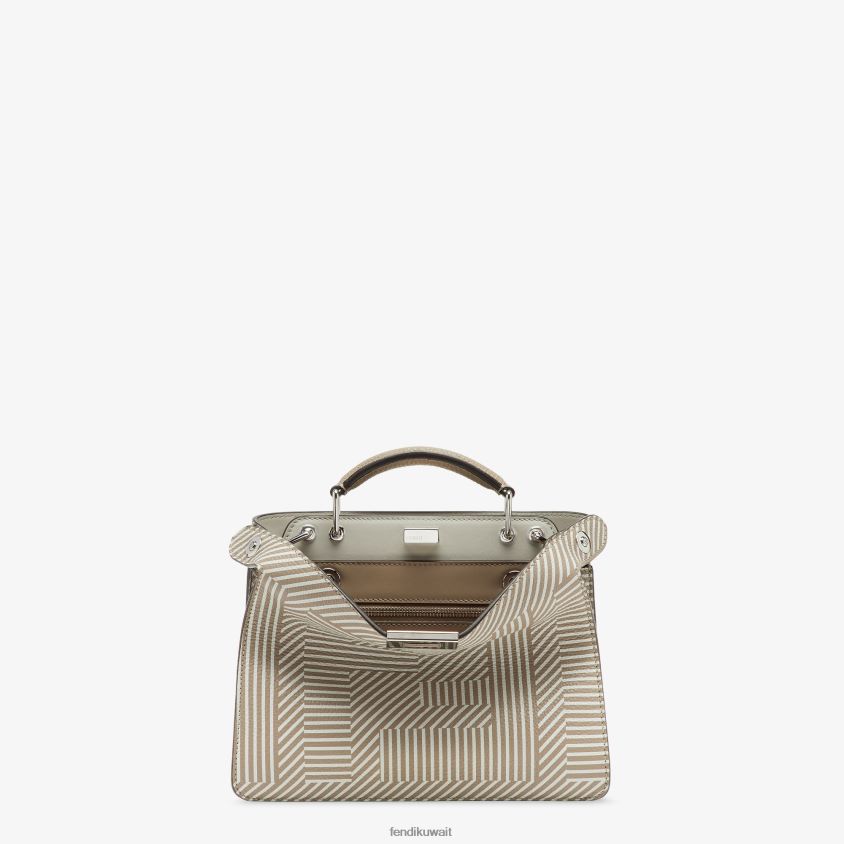 Fendi اللون البيج رجال حقيبة جلدية مطبوعة بلونين RTJZ1820 مُكَمِّلات