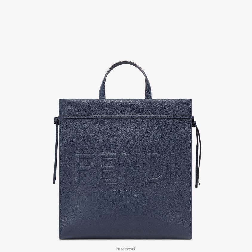 Fendi أزرق رجال حقيبة جلدية متوسطة الحجم للمتسوقين RTJZ1821 مُكَمِّلات