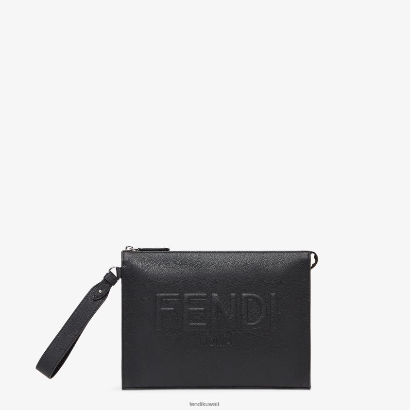 Fendi أسود رجال الحقيبة الجلدية مخلب RTJZ1841 مُكَمِّلات