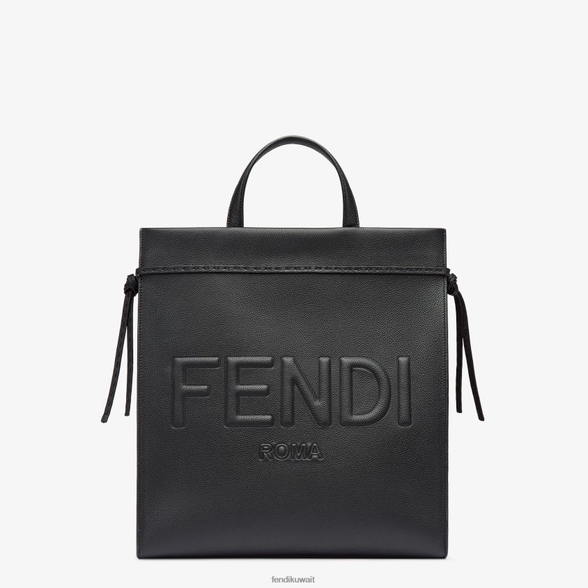 Fendi أسود رجال حقيبة جلدية متوسطة الحجم للمتسوقين RTJZ1850 مُكَمِّلات
