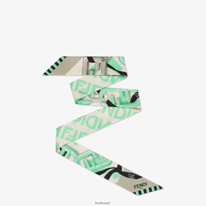 Fendi أخضر نحيف عصابة من الحرير العضوي RTJZ186 مُكَمِّلات