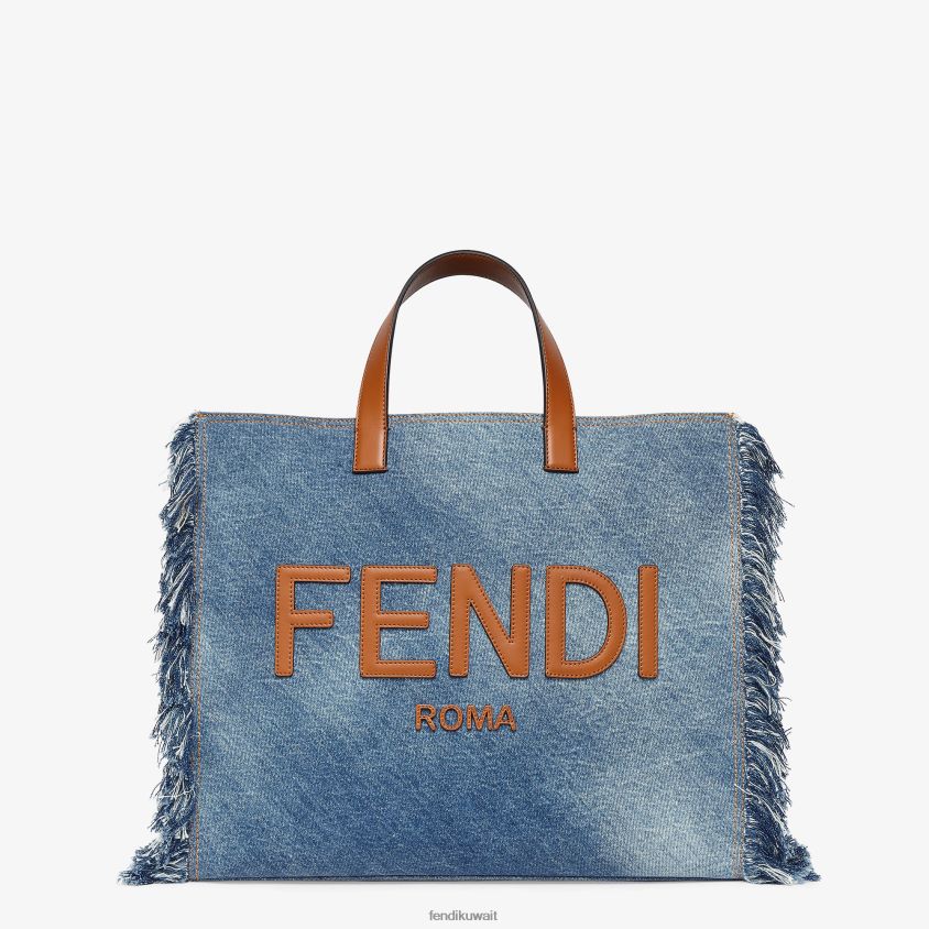 Fendi أزرق رجال حقيبة الدنيم مع هامش RTJZ1868 مُكَمِّلات