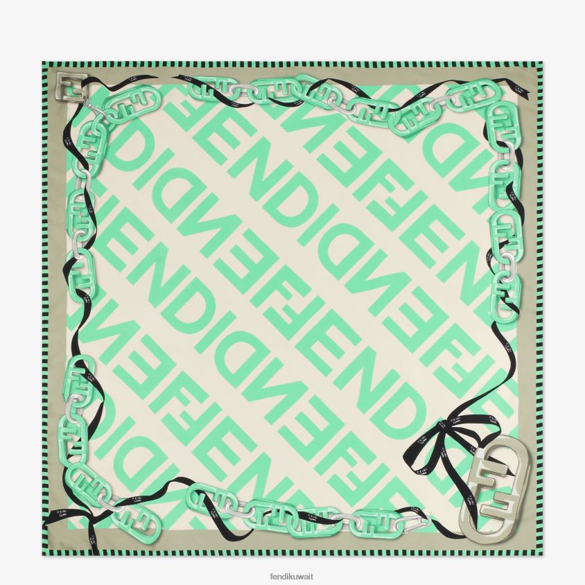 Fendi أخضر نحيف فولار من الحرير العضوي RTJZ187 مُكَمِّلات