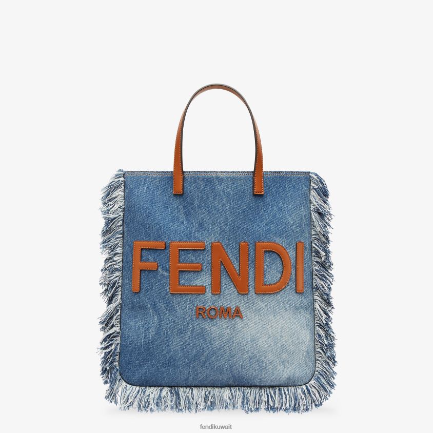 Fendi أزرق رجال حقيبة الدنيم مع هامش RTJZ1873 مُكَمِّلات