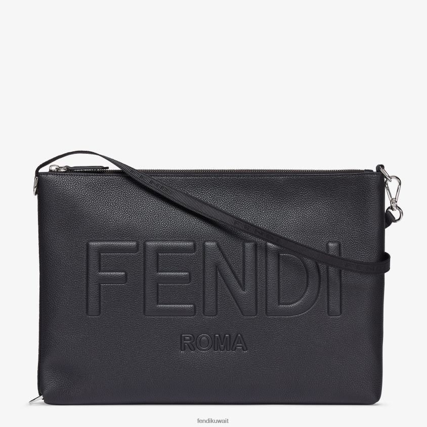 Fendi أسود رجال حقيبة جلدية مميزة لجهاز الكمبيوتر RTJZ1878 مُكَمِّلات