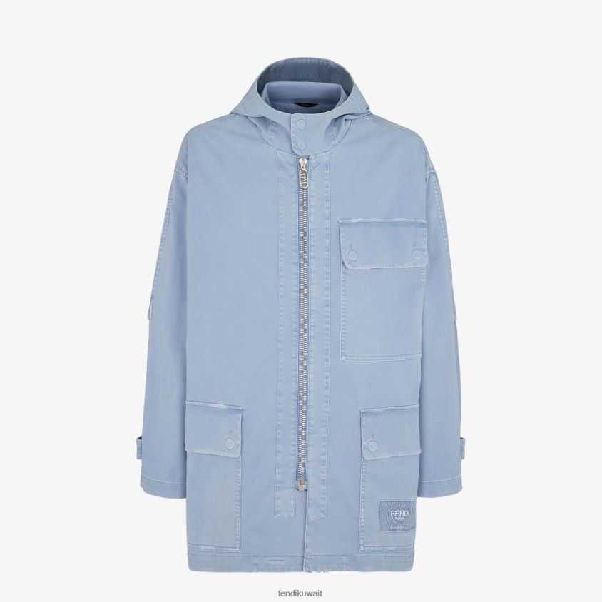 Fendi أزرق فاتح رجال سترة جبردين RTJZ1911 ثياب