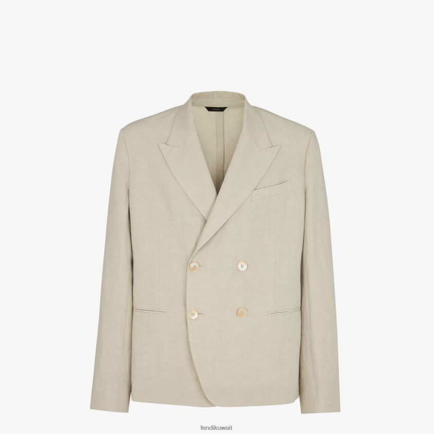 Fendi رمادي رجال سترة الكتان RTJZ1914 ثياب