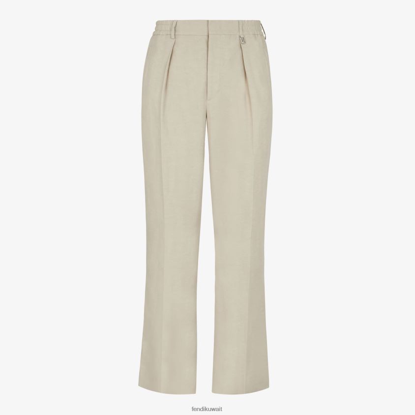 Fendi رمادي رجال سراويل الكتان RTJZ1916 ثياب