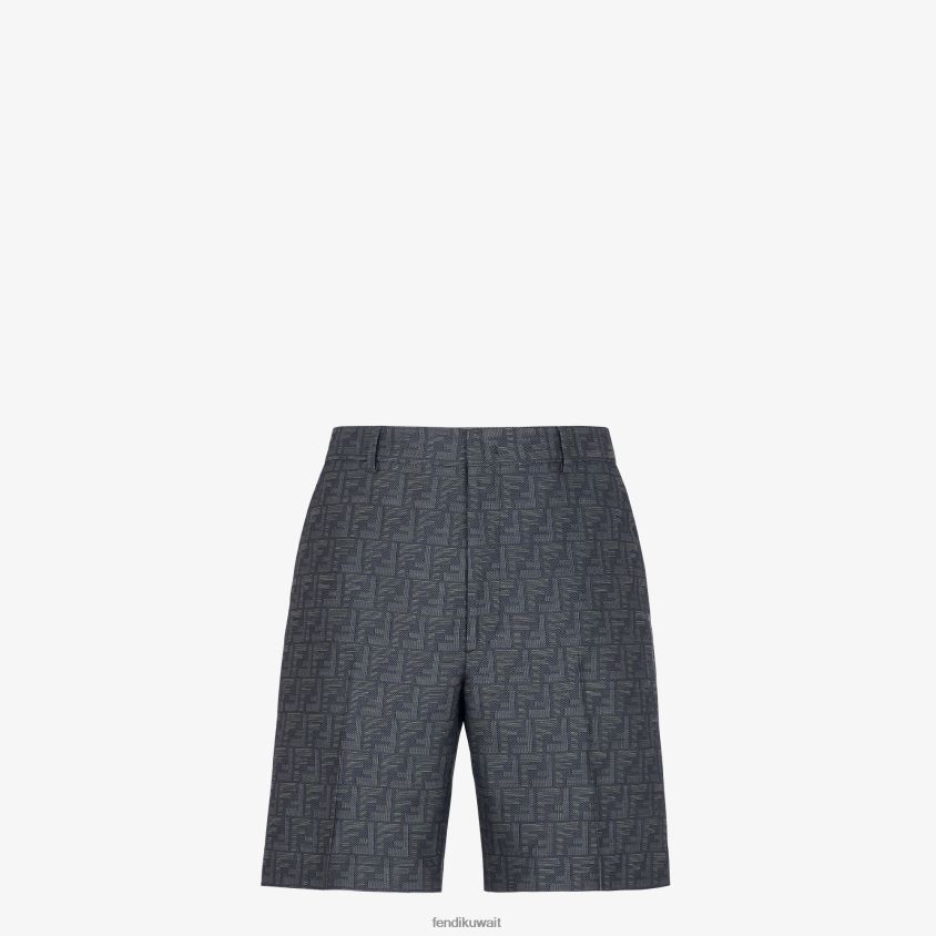 Fendi أزرق رجال السراويل قماش الجاكار RTJZ1918 ثياب