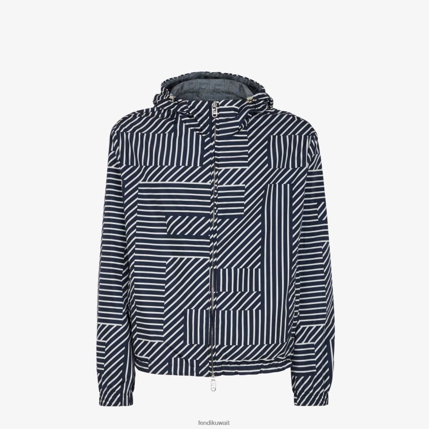 Fendi أزرق رجال سترة نسيج التكنولوجيا RTJZ1920 ثياب