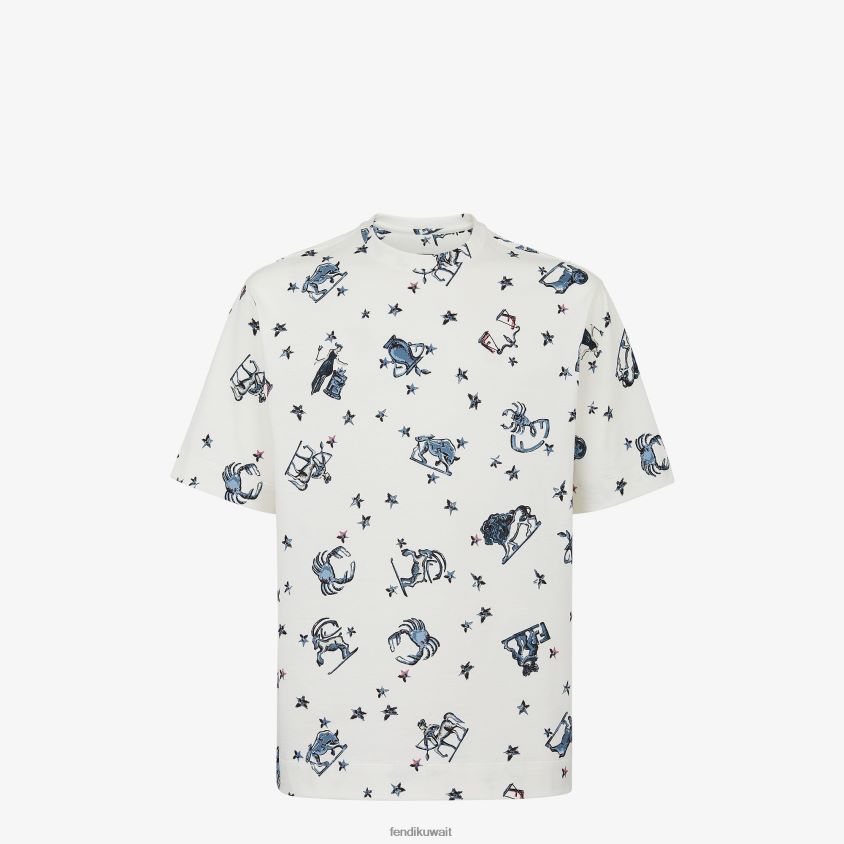 Fendi أبيض رجال تي شيرت جيرسي RTJZ1922 ثياب