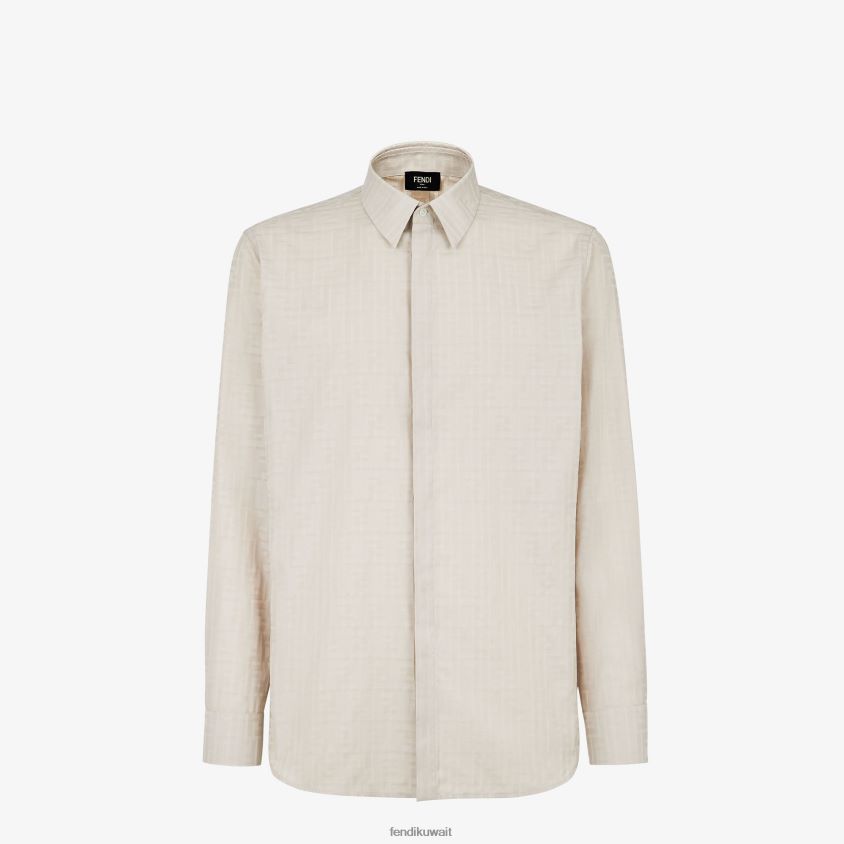 Fendi اللون البيج رجال قميص من القطن والفسكوز RTJZ1933 ثياب