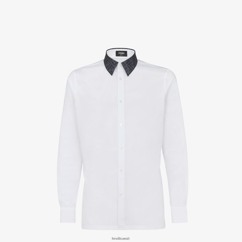 Fendi أبيض رجال قميص قطني RTJZ1937 ثياب