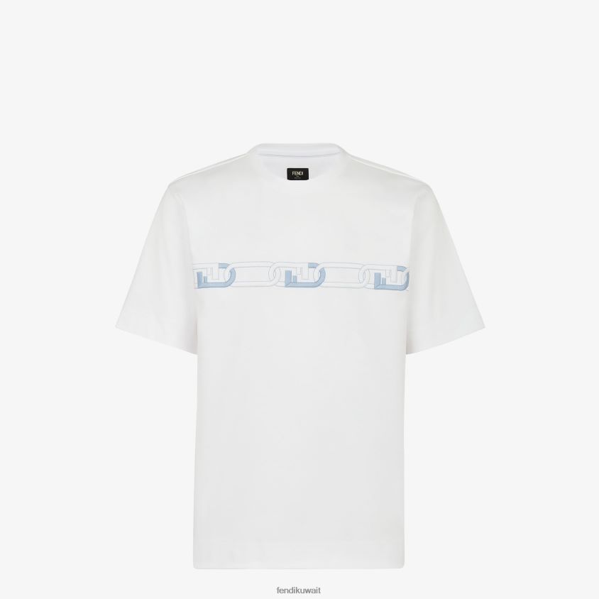 Fendi أبيض رجال تي شيرت جيرسي RTJZ1962 ثياب